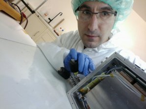 Detail of the inside of the Multilayer Double-gap RPCs detector ready to be closed (back side, i.e. opposite side of the neutron entrance window).